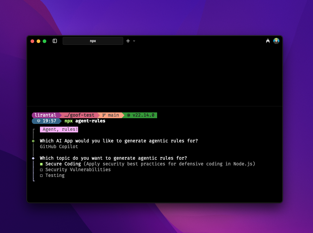 agent rules interactive CLI