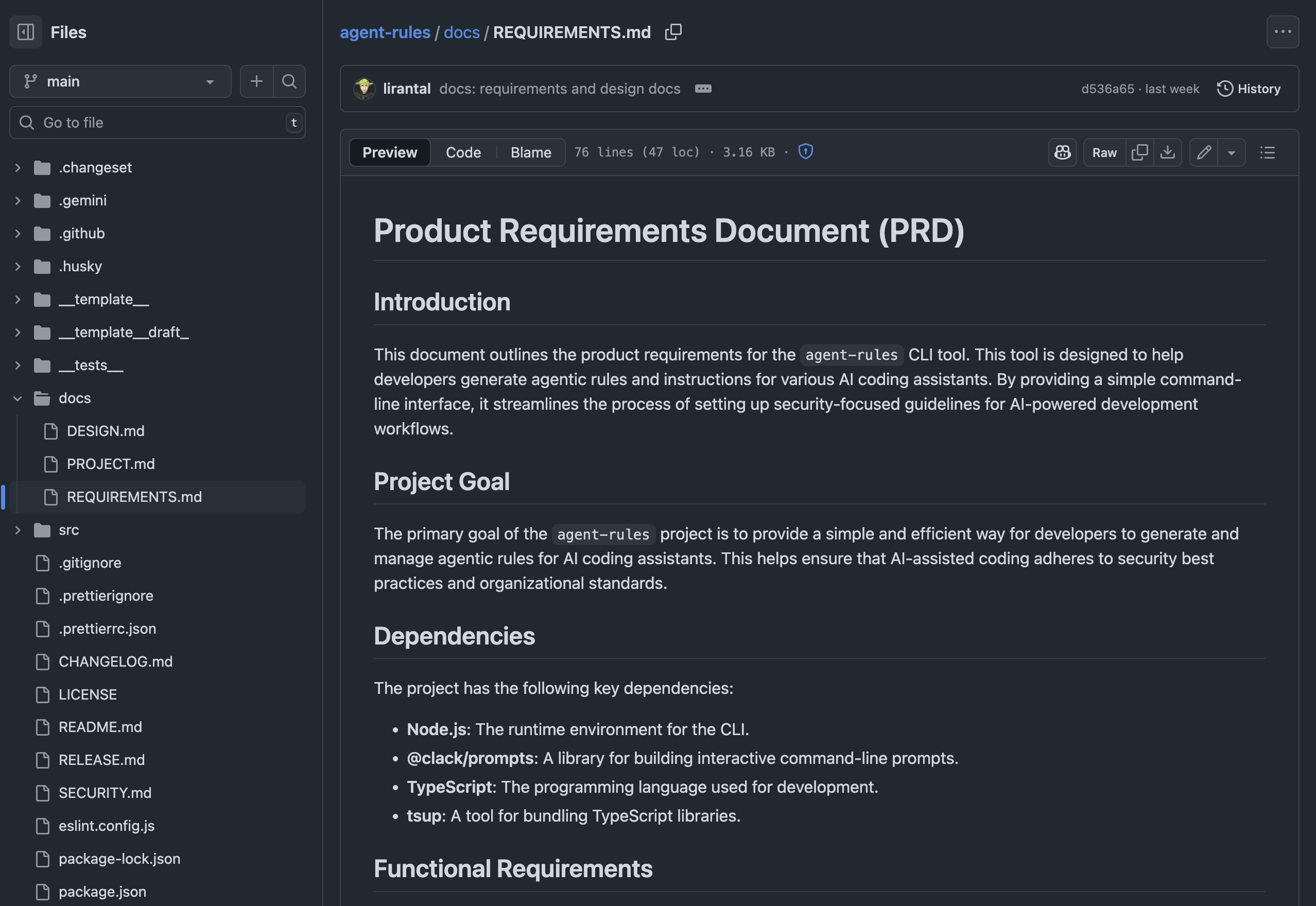 a product requirements document (PRD) for agentic coding assistants