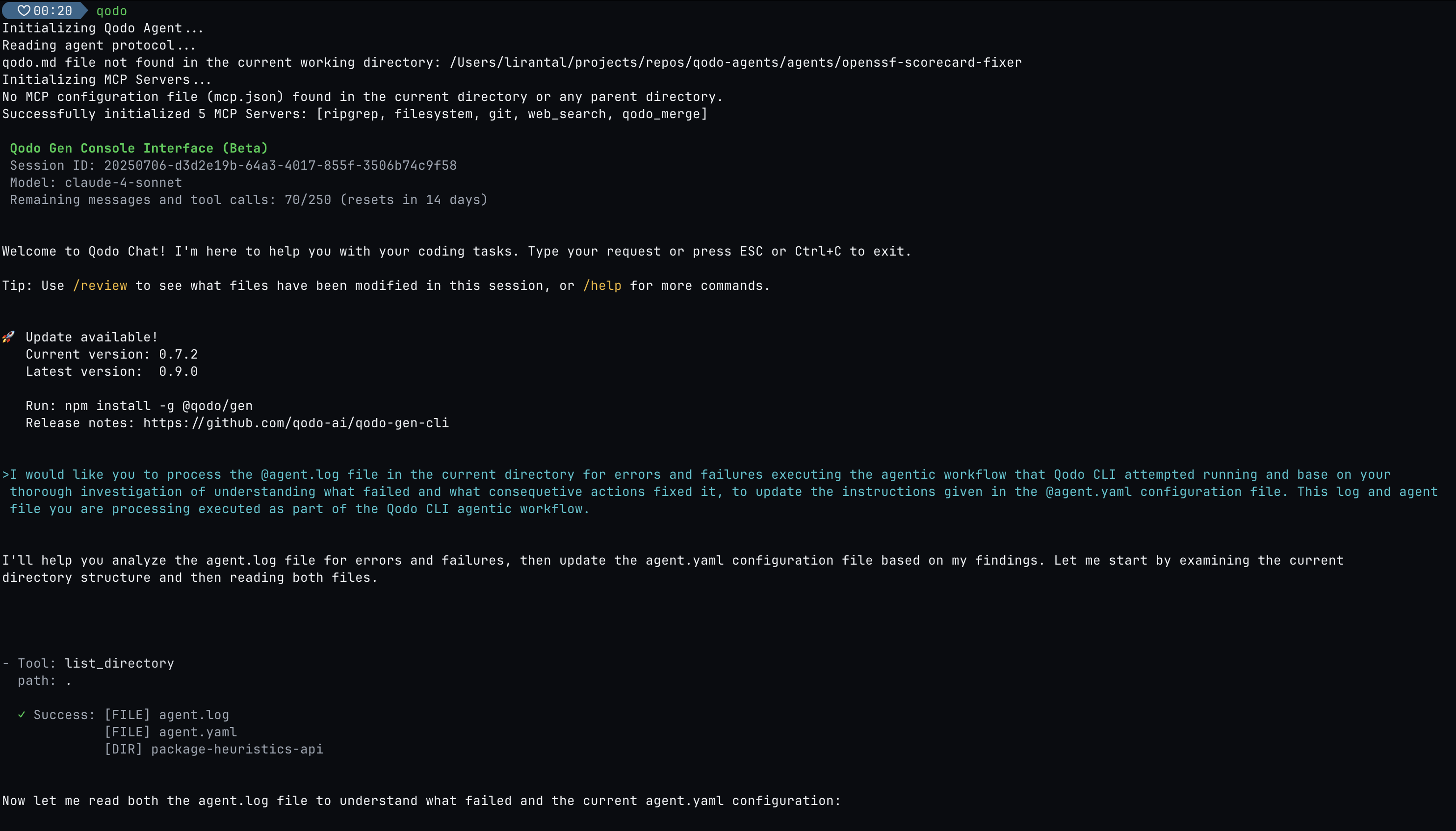 agentic self-healing workflows with qodo command cli