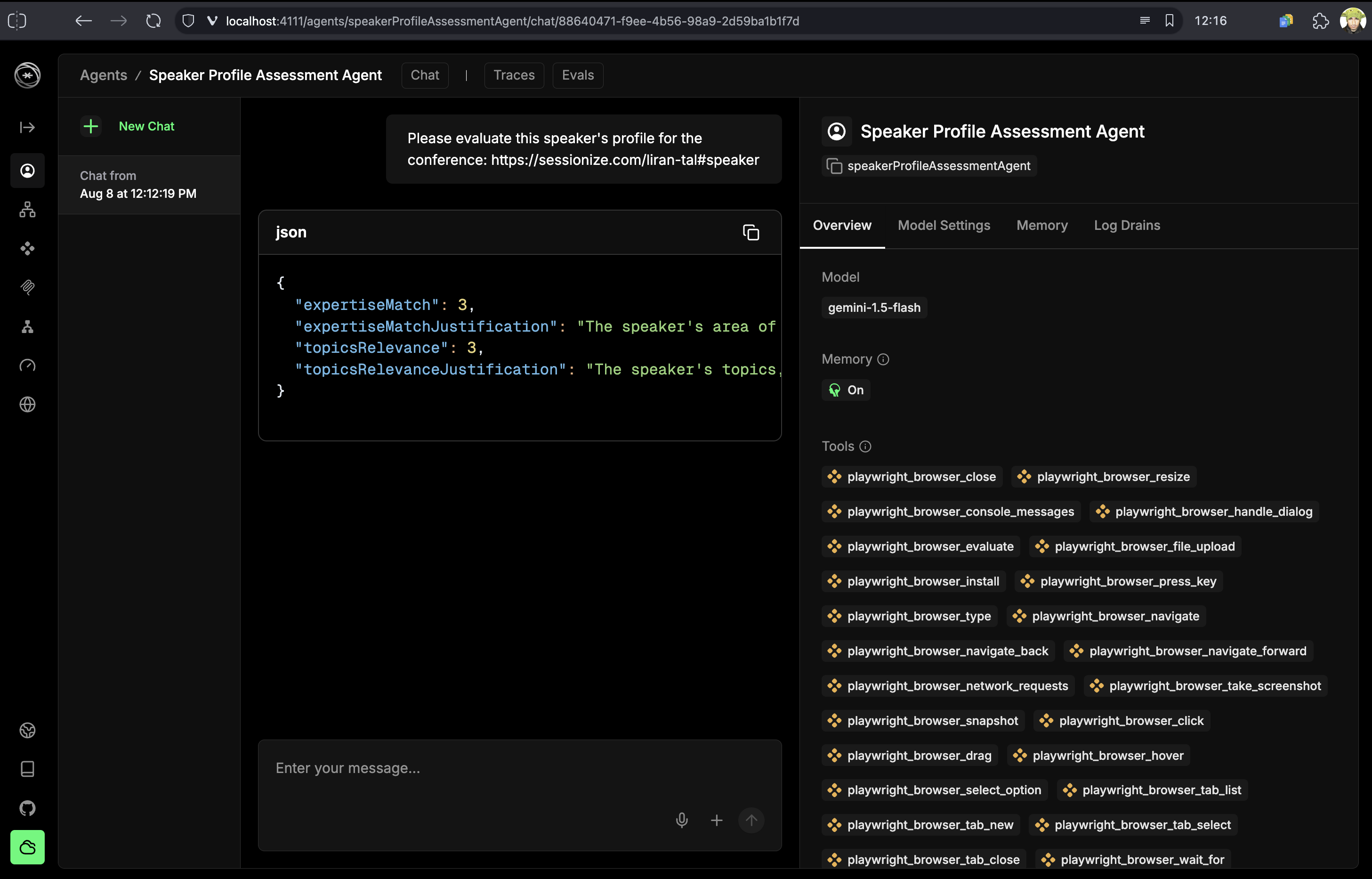 mastra ai framework example of speaker assessment agent