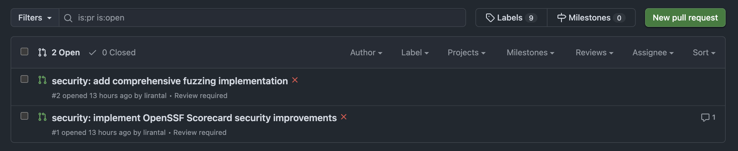 qodo command opened pull requests on github repository to introduce security hardening based on openssf scorecard